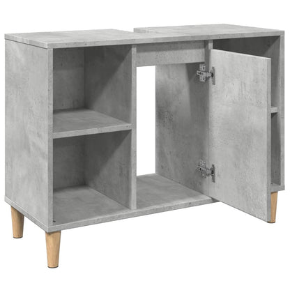 Armadietto da Bagno Grigio Cemento 80x33x60cm Legno Multistrato
