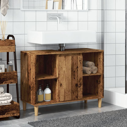 Mobile da Bagno Legno Antico 80x33x60 cm in Legno Multistrato
