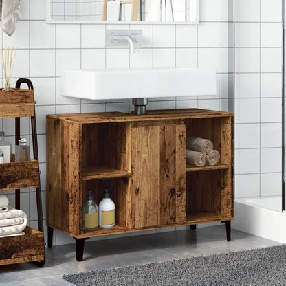Mobile Lavabo Legno Antico 80x33x60 cm in Legno Multistrato