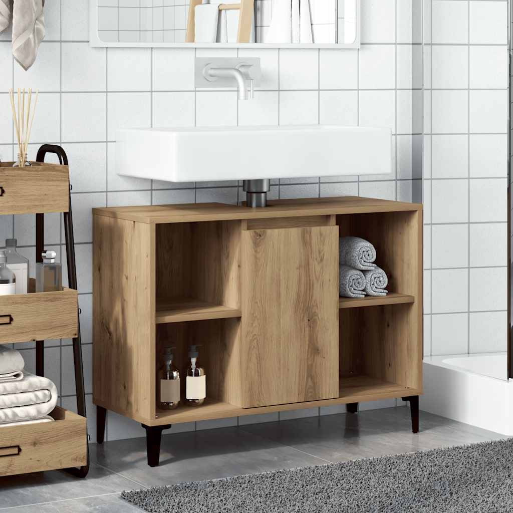 Mobile Lavabo Rovere Artigianale 80x33x60 cm Legno Multistrato