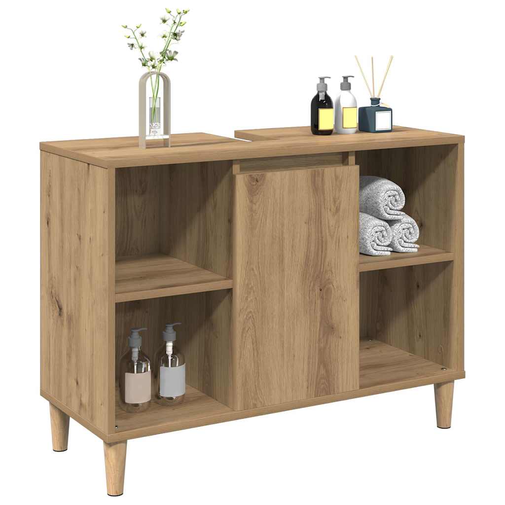 Mobile Lavabo Rovere Artigianale 80x33x60 cm Legno Multistrato