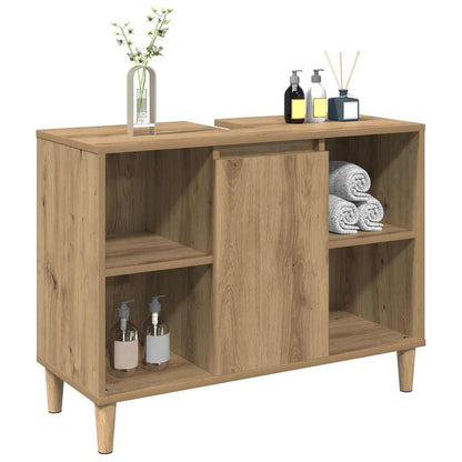 Mobile Lavabo Rovere Artigianale 80x33x60 cm Legno Multistrato