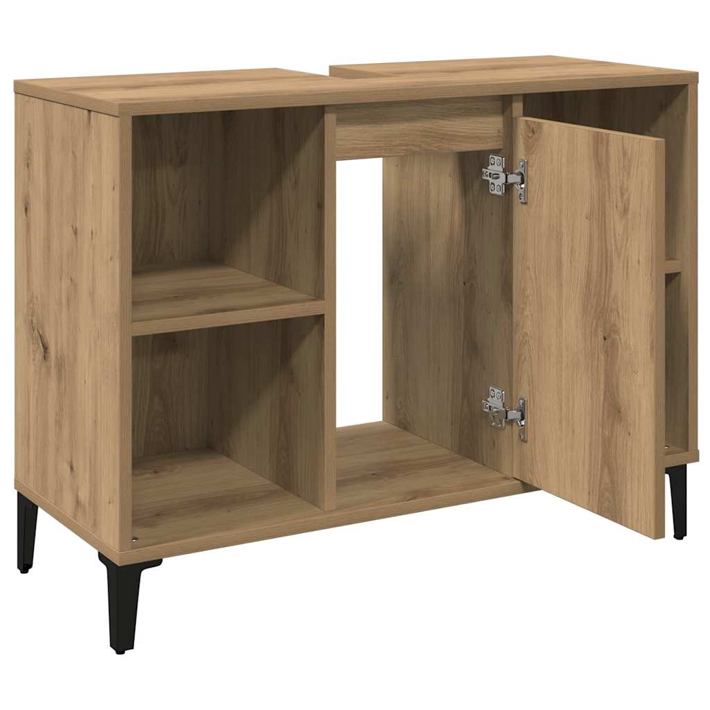 Mobile Lavabo Rovere Artigianale 80x33x60 cm Legno Multistrato