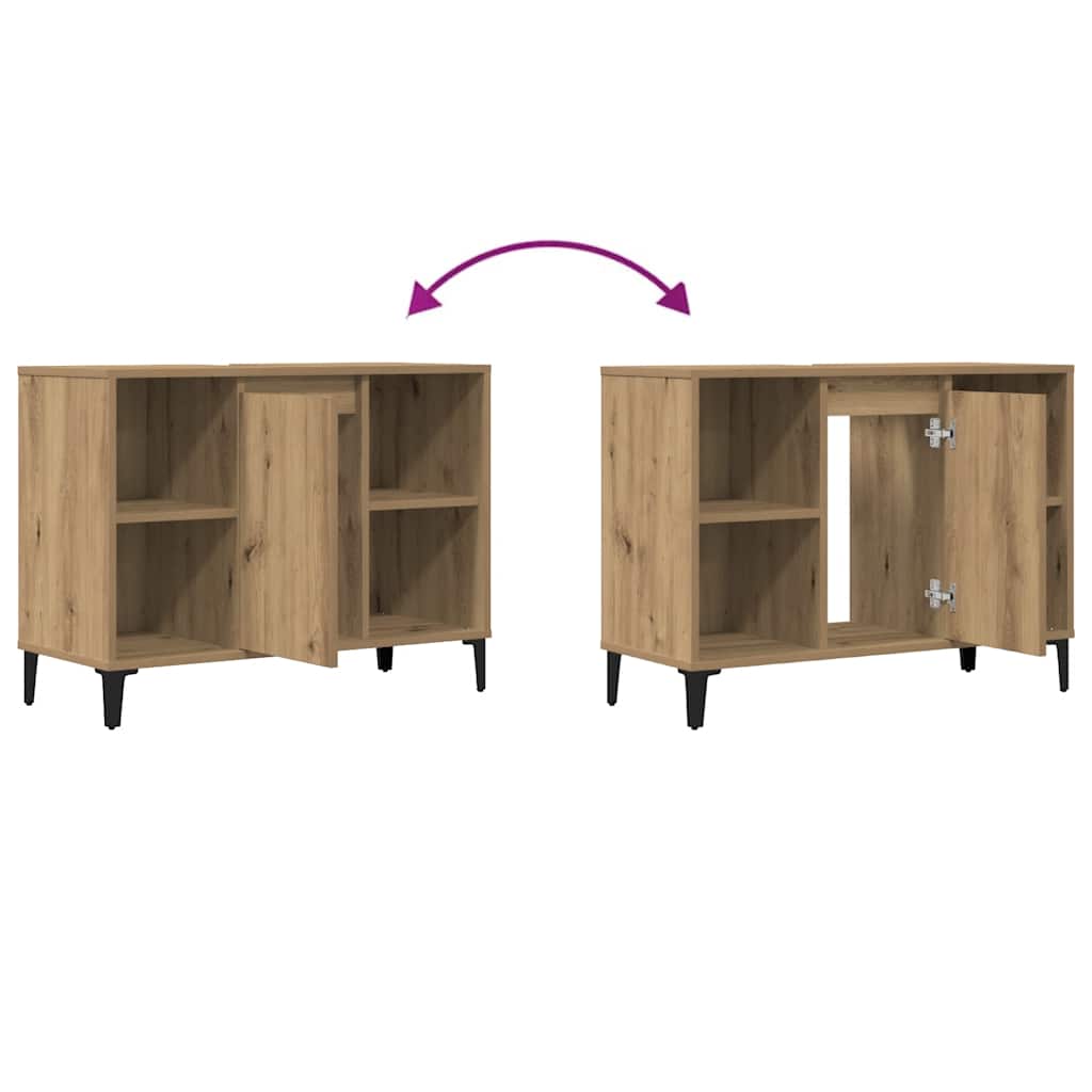 Mobile Lavabo Rovere Artigianale 80x33x60 cm Legno Multistrato