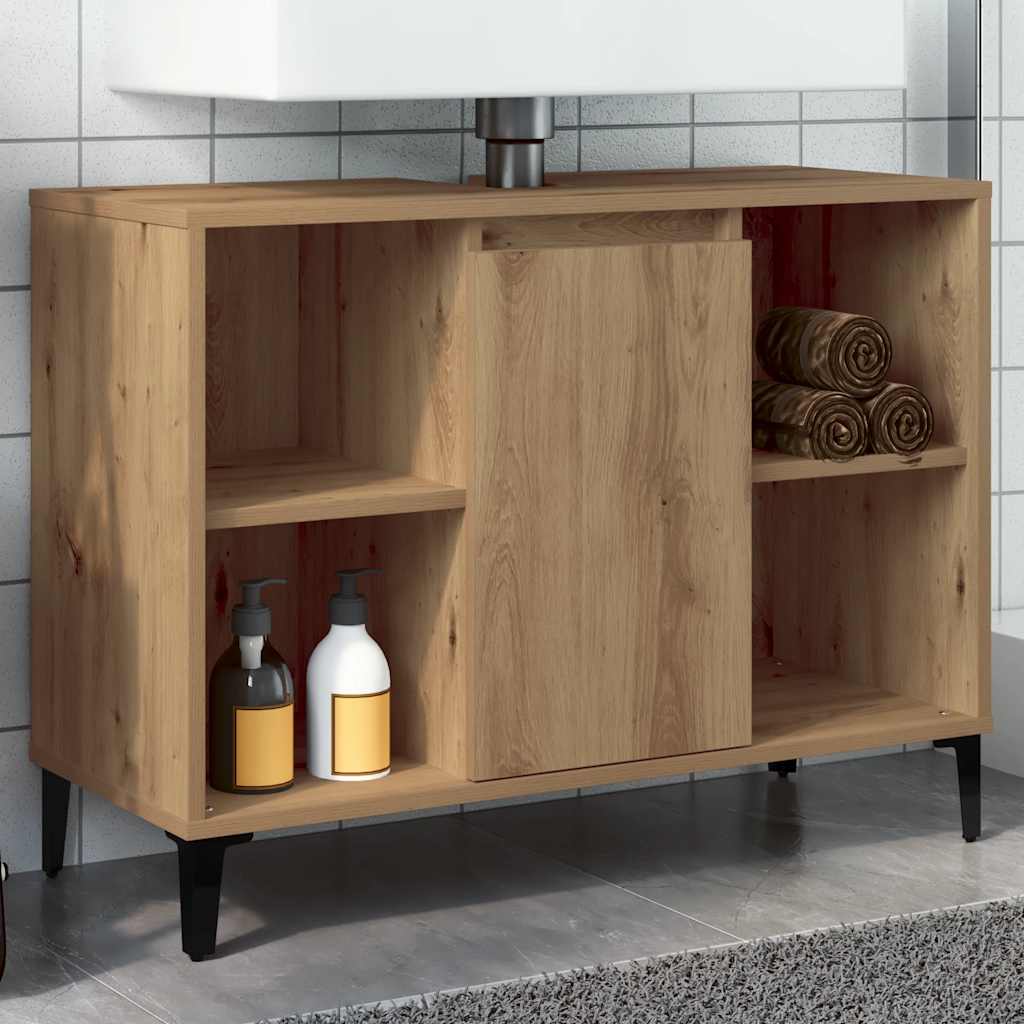 Mobile Lavabo Rovere Artigianale 80x33x60 cm Legno Multistrato