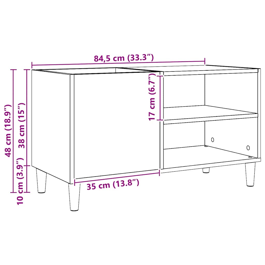 Mobile Porta Dischi Rovere Artigianale 84,5x38x48cm Multistrato