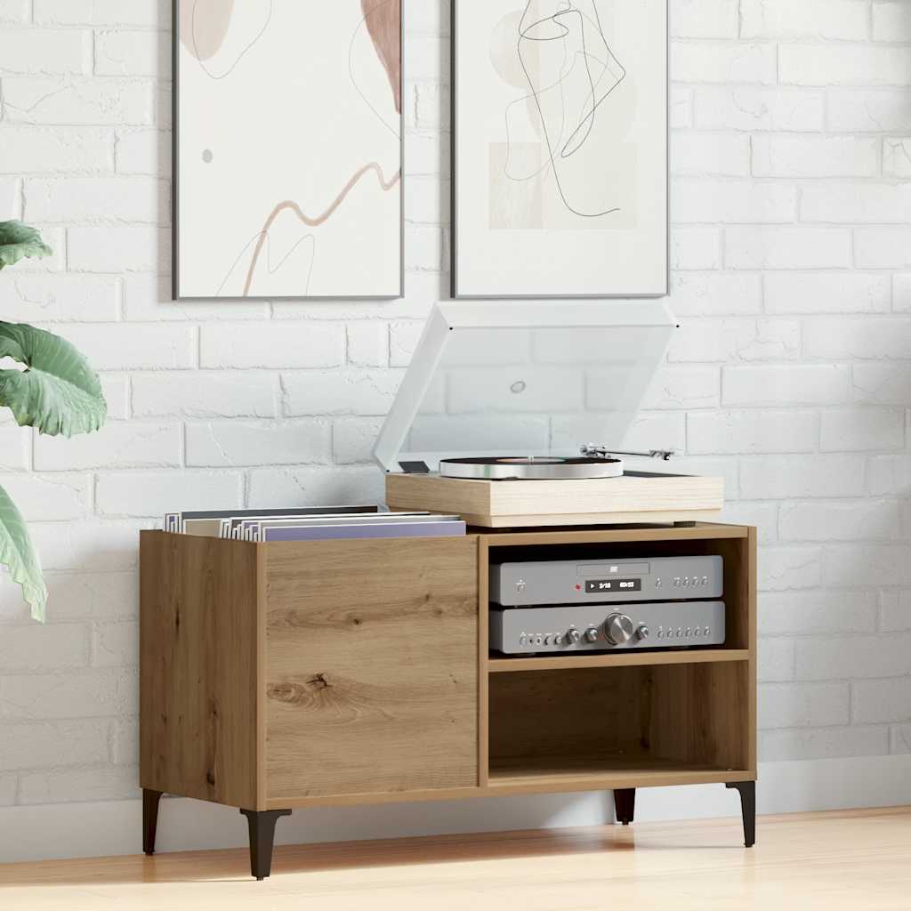 Mobile Porta Dischi Rovere Artigianale 84,5x38x48cm Multistrato | homemem39