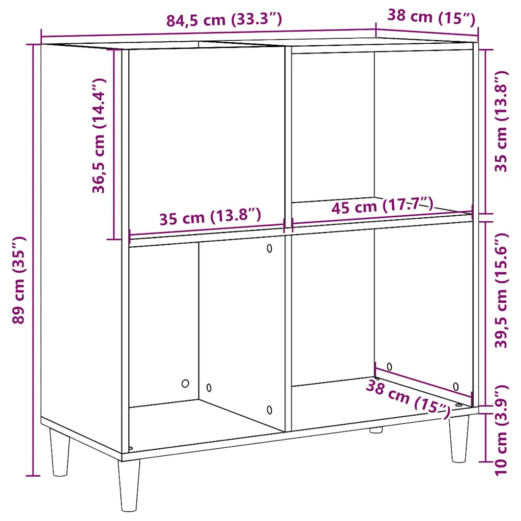 Mobile Porta Dischi Legno Antico 84,5x38x89cm Legno Multistrato | homemem39