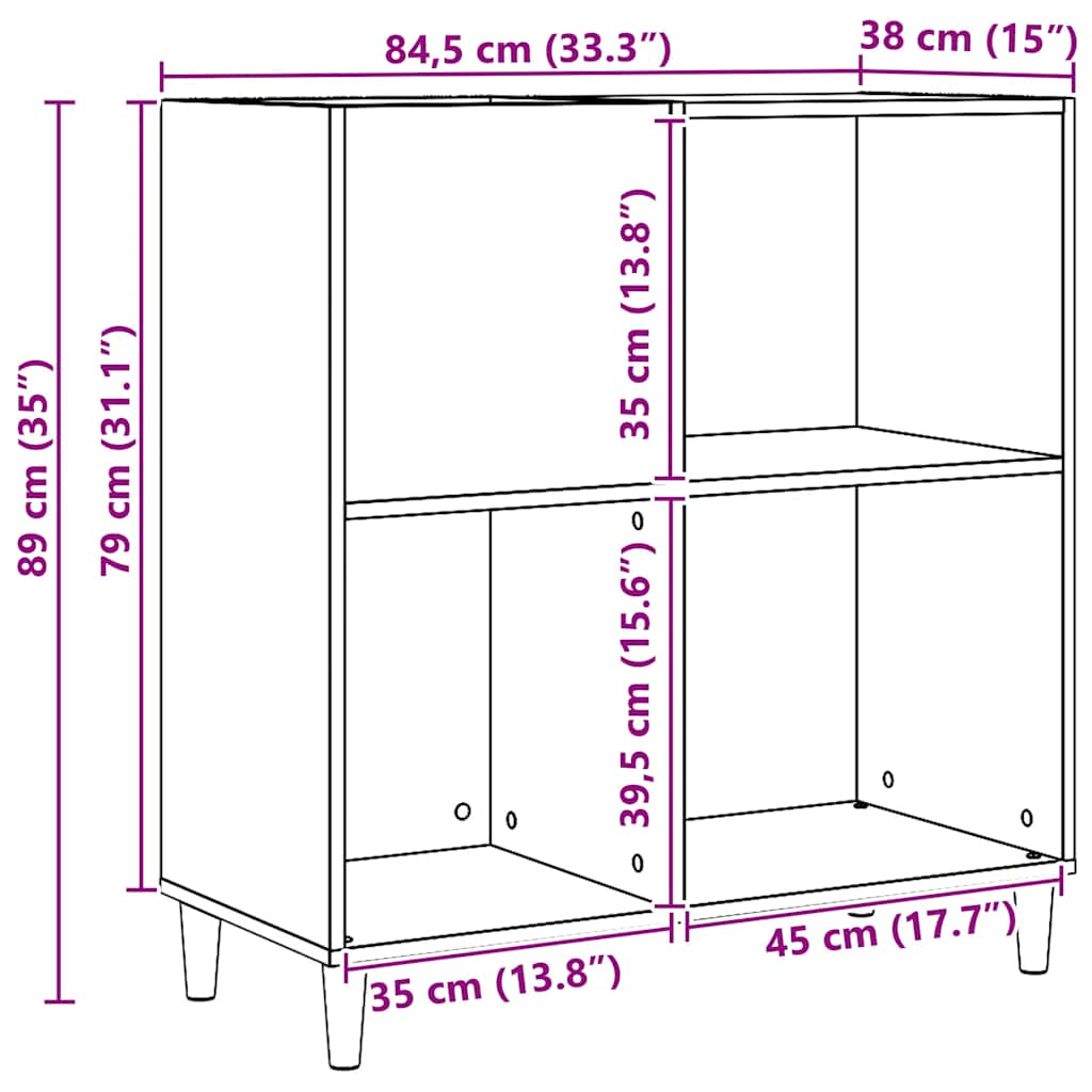 Mobile Porta Dischi Artigianale 84,5x38x89 cm Legno Multistrato