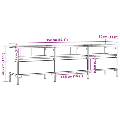Mobile Porta TV Rovere Artigianale 150x30x44,5 cm Multistrato