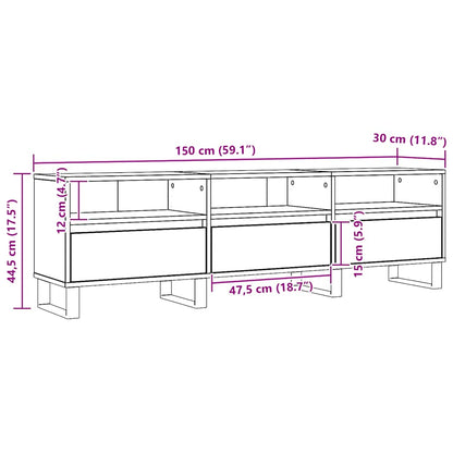 Mobile Porta TV Rovere Artigianale 150x30x44,5 cm Multistrato