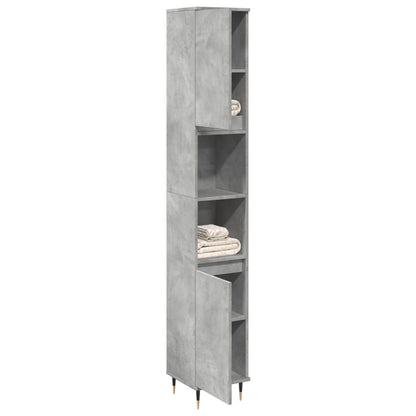 Armadietto Bagno Grigio Cemento 30x30x190 cm Legno Multistrato