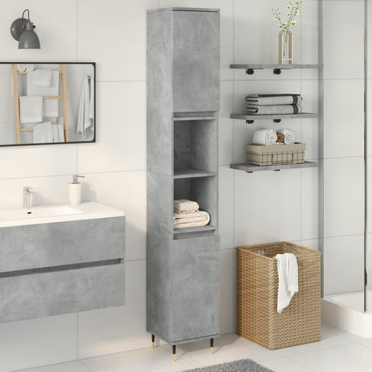 Armadietto Bagno Grigio Cemento 30x30x190 cm Legno Multistrato