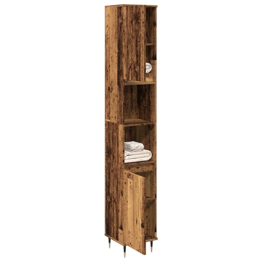 Armadietto Bagno Legno Antico 30x30x190 cm in Legno Multistrato