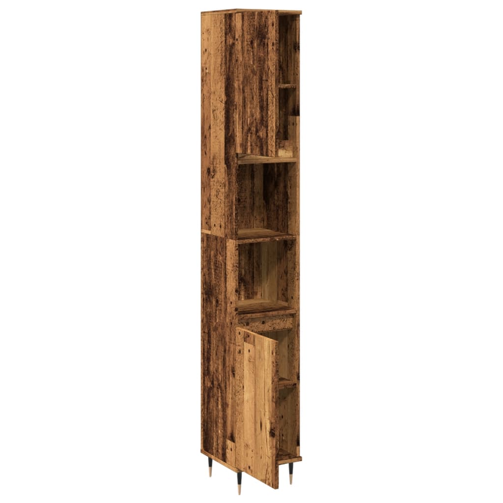 Armadietto Bagno Legno Antico 30x30x190 cm in Legno Multistrato