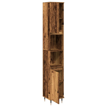 Armadietto Bagno Legno Antico 30x30x190 cm in Legno Multistrato