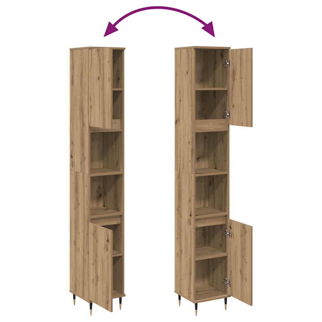 Armadietto Bagno Rovere 30x30x190 cm Legno Multistrato | homemem39
