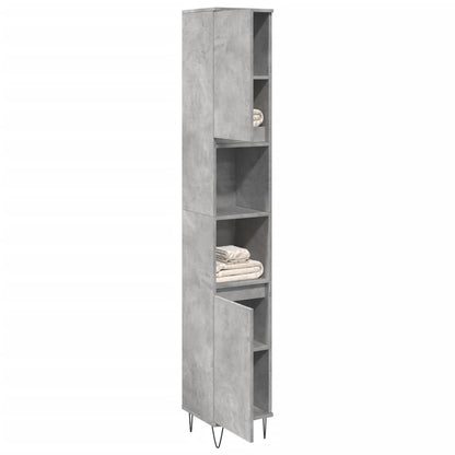 Armadietto Bagno Grigio Cemento 30x30x190 cm Legno Multistrato