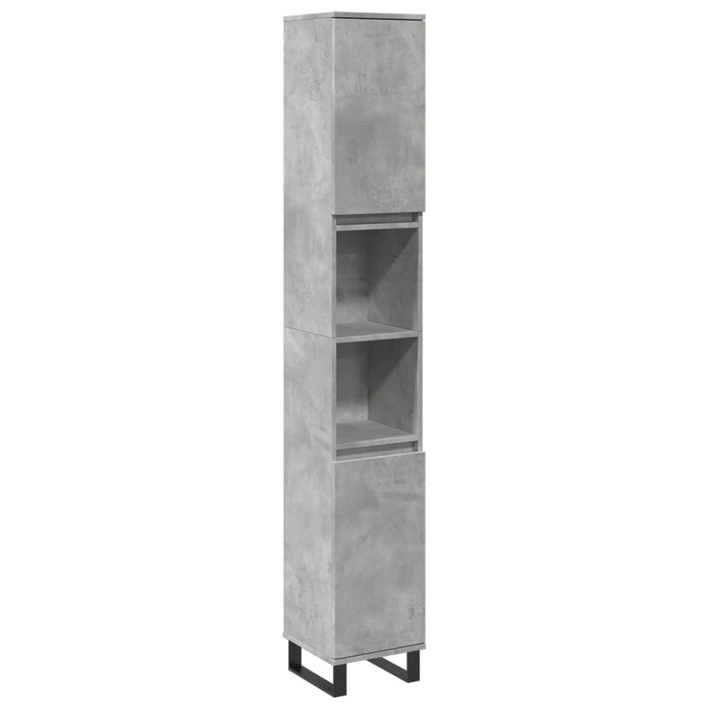 Armadietto Bagno Grigio Cemento 30x30x190 cm Legno Multistrato | homemem39