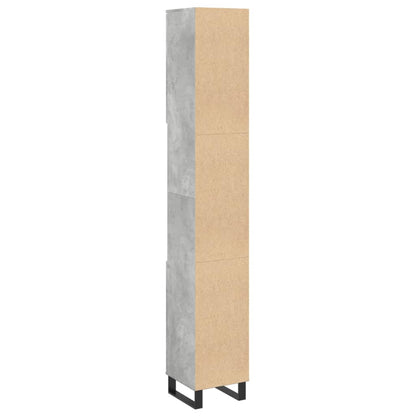 Armadietto Bagno Grigio Cemento 30x30x190 cm Legno Multistrato