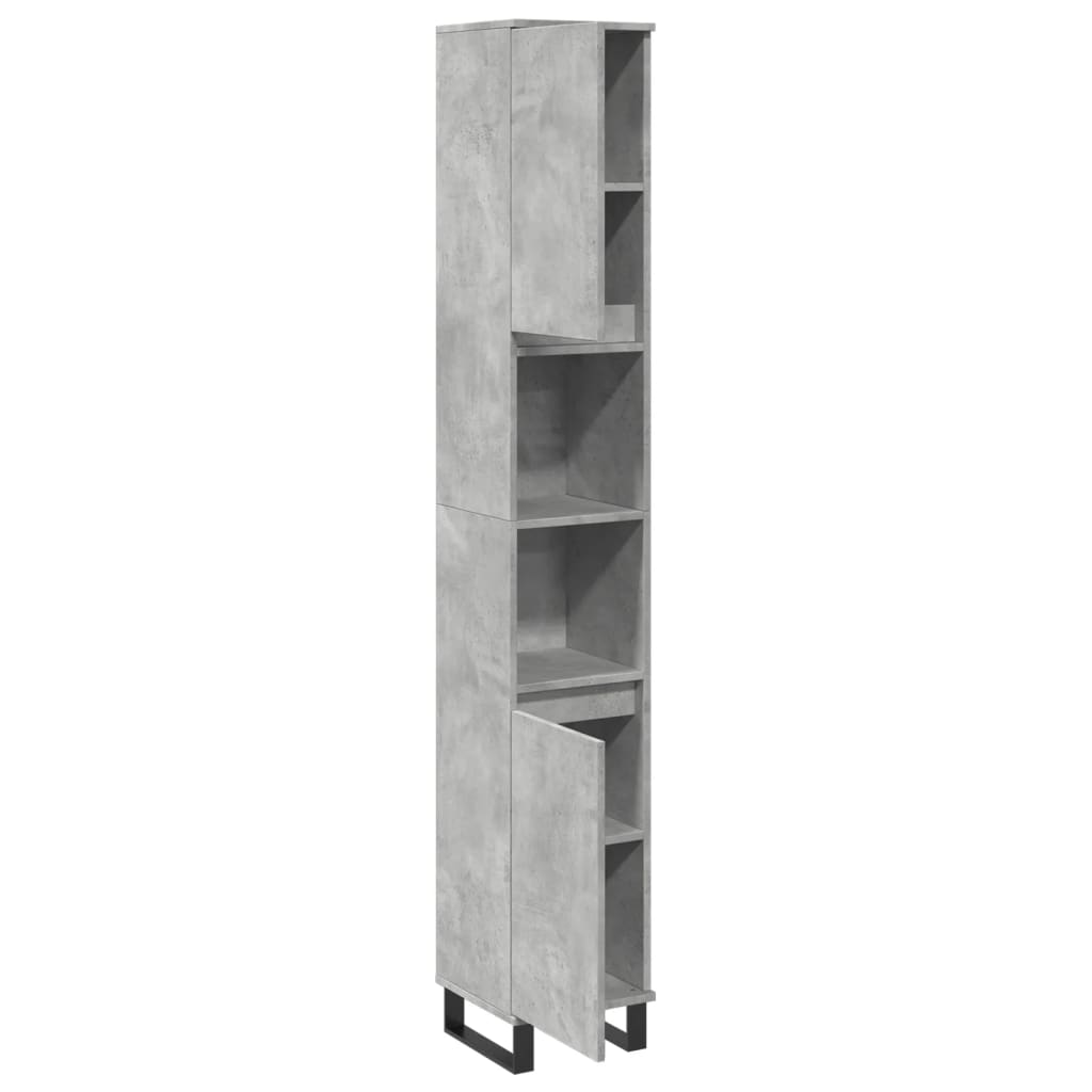 Armadietto Bagno Grigio Cemento 30x30x190 cm Legno Multistrato | homemem39