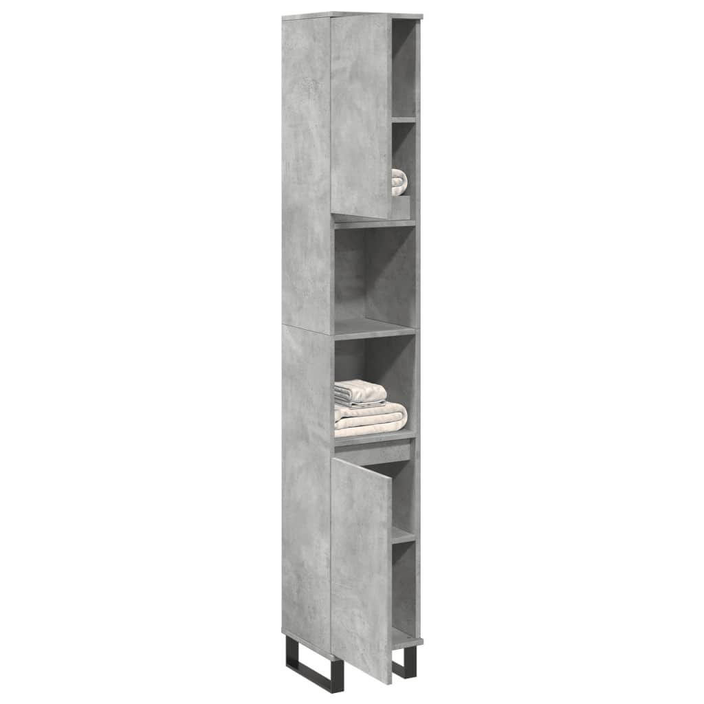 Armadietto Bagno Grigio Cemento 30x30x190 cm Legno Multistrato | homemem39