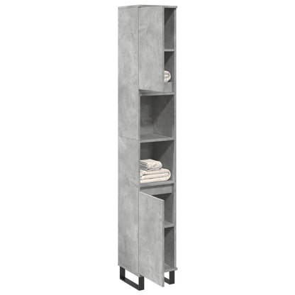 Armadietto Bagno Grigio Cemento 30x30x190 cm Legno Multistrato | homemem39