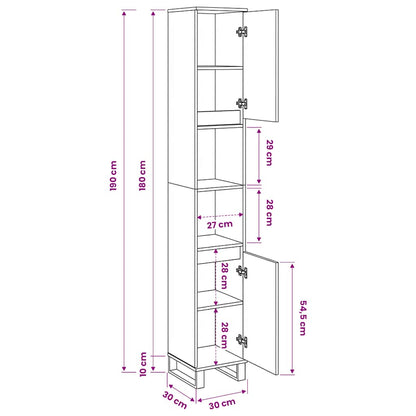 Armadietto Bagno Rovere 30x30x190 cm Legno Multistrato | homemem39