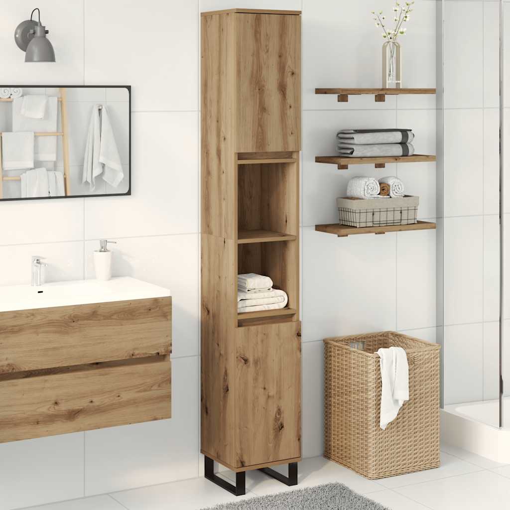 Armadietto Bagno Rovere 30x30x190 cm Legno Multistrato | homemem39