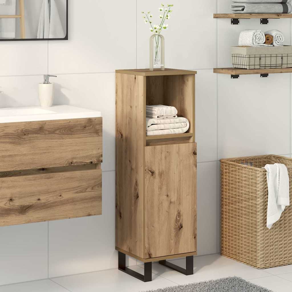 Armadietto da Bagno Rovere Artigianale 30x30x100 cm Truciolato