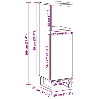 Armadietto da Bagno Rovere Artigianale 30x30x100 cm Truciolato