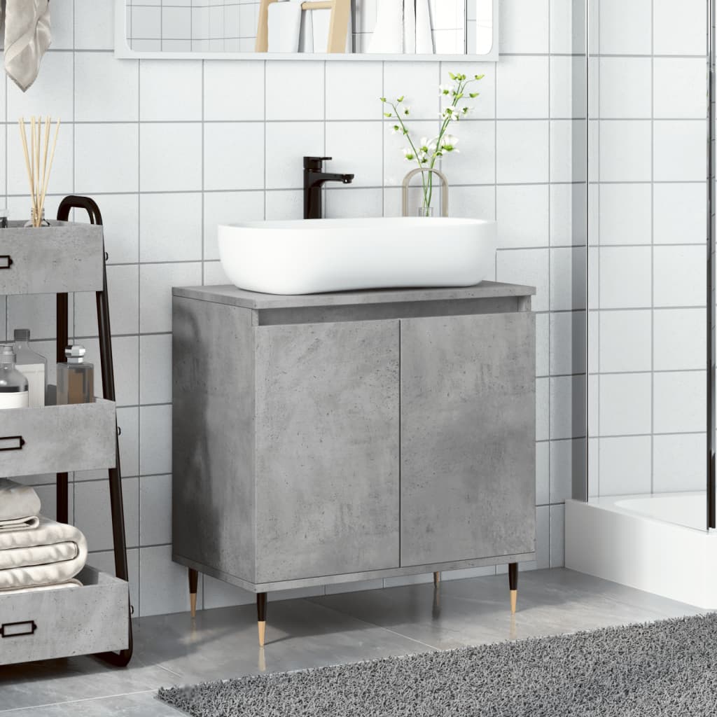 Armadietto da Bagno Grigio Cemento 58x33x60cm in Truciolato