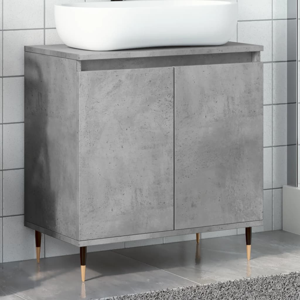 Armadietto da Bagno Grigio Cemento 58x33x60cm in Truciolato