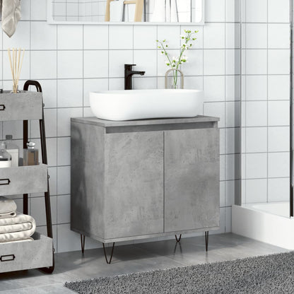 Armadietto da Bagno Grigio Cemento 58x33x60cm Legno Multistrato