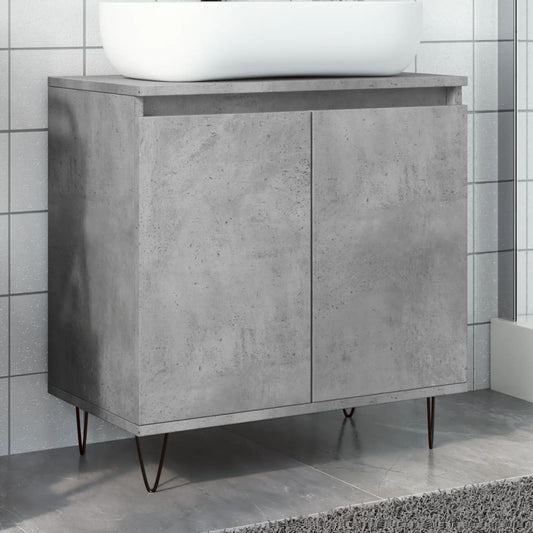 Armadietto da Bagno Grigio Cemento 58x33x60cm Legno Multistrato