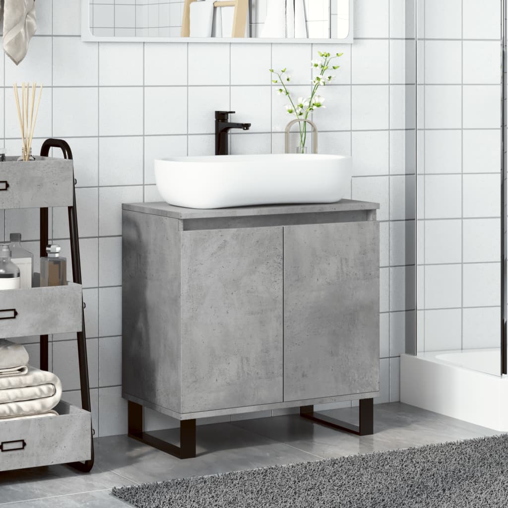 Armadietto da Bagno Grigio Cemento 58x33x60cm in Truciolato