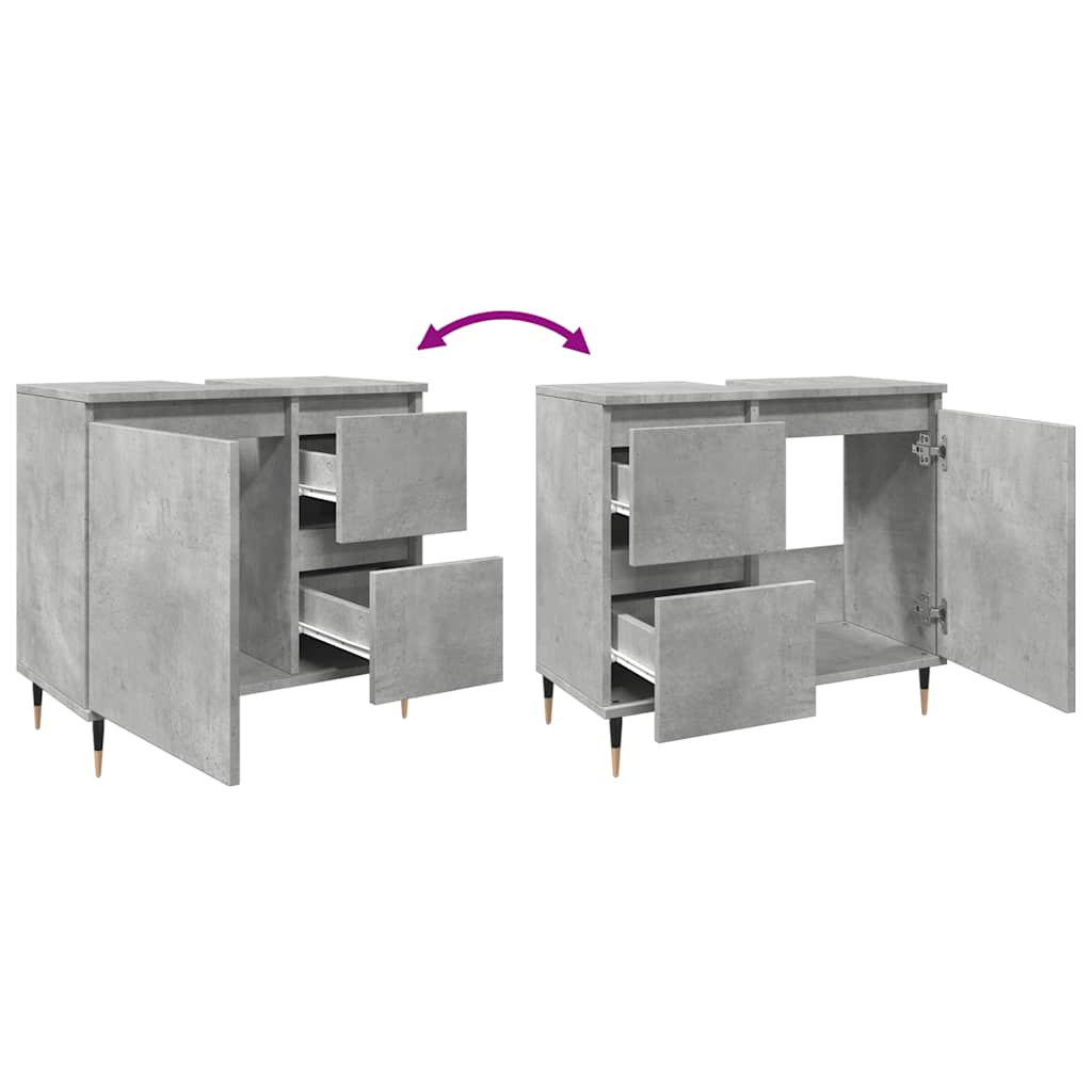 Armadietto da Bagno Grigio Cemento 65x33x60cm in Truciolato | homemem39