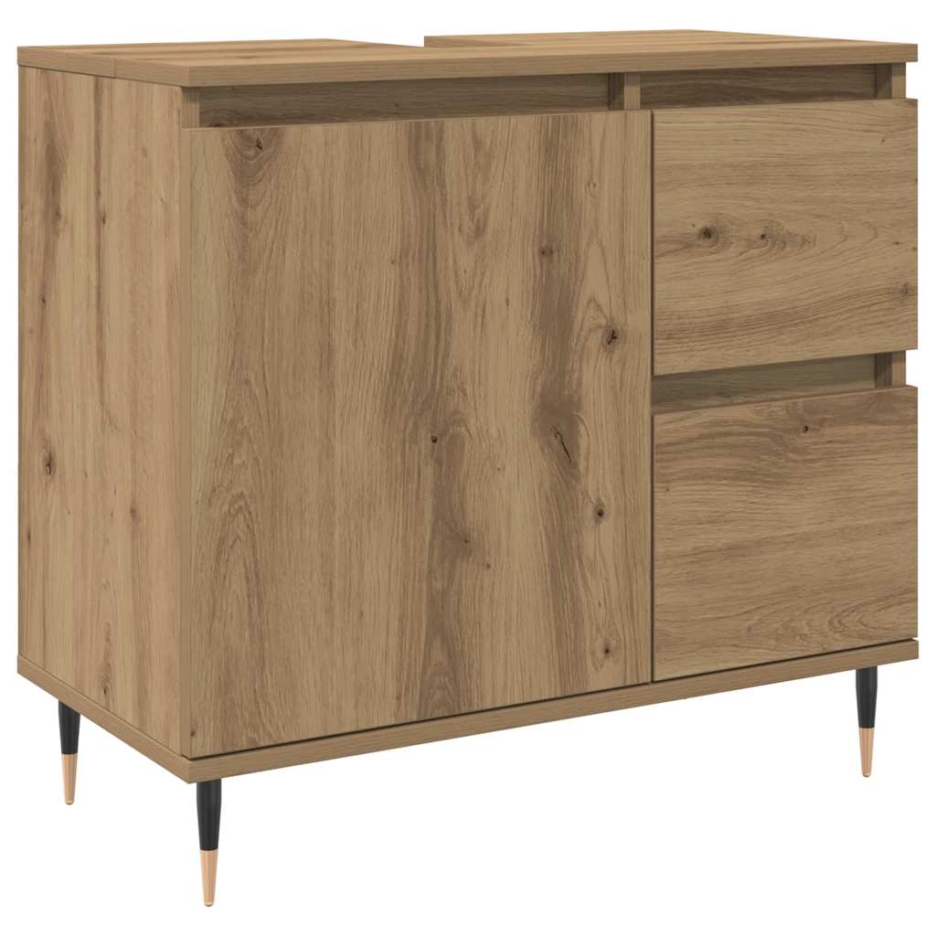Armadietto da Bagno Rovere Artigianale 65x33x60cm in Truciolato
