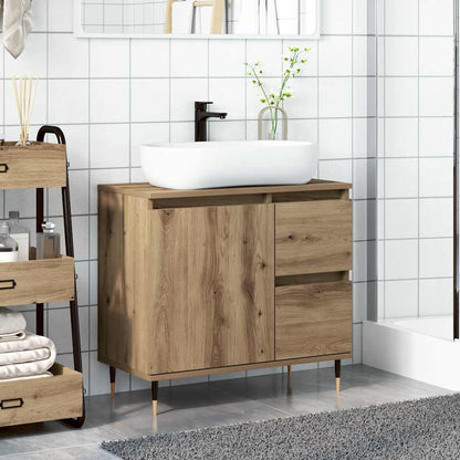Armadietto da Bagno Rovere Artigianale 65x33x60cm in Truciolato