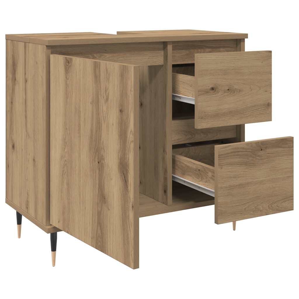 Armadietto da Bagno Rovere Artigianale 65x33x60cm in Truciolato