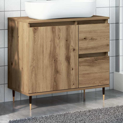 Armadietto da Bagno Rovere Artigianale 65x33x60cm in Truciolato