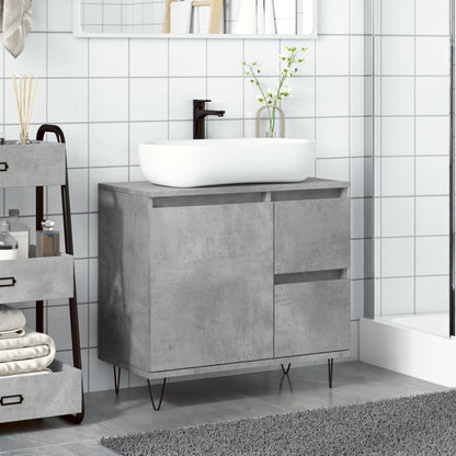 Armadietto da Bagno Grigio Cemento 65x33x60cm in Truciolato