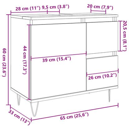 Armadietto da Bagno Grigio Cemento 65x33x60cm in Truciolato