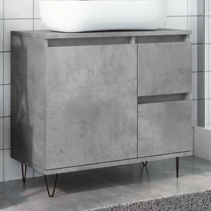 Armadietto da Bagno Grigio Cemento 65x33x60cm in Truciolato