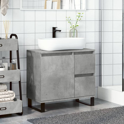 Armadietto da Bagno Grigio Cemento 65x33x60cm in Truciolato