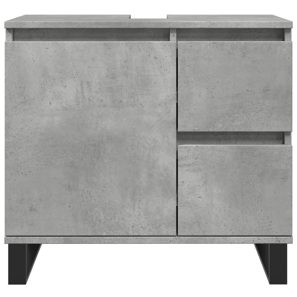 Armadietto da Bagno Grigio Cemento 65x33x60cm in Truciolato