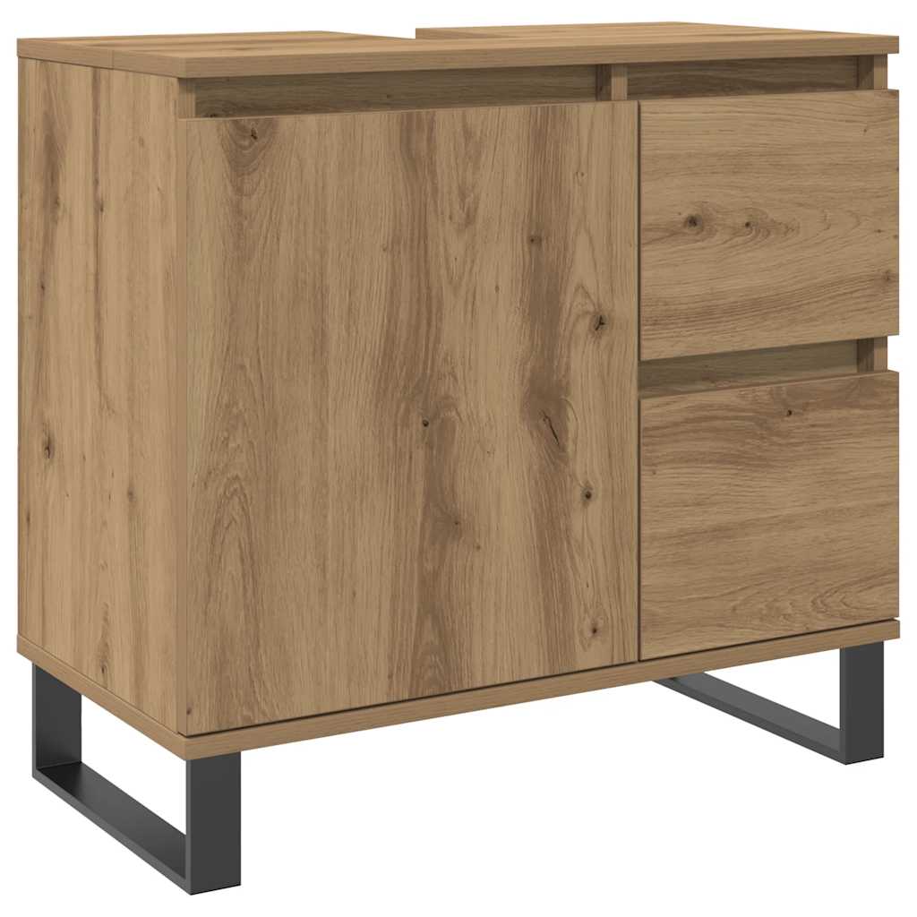Armadietto da Bagno Rovere Artigianale 65x33x60cm in Truciolato | homemem39