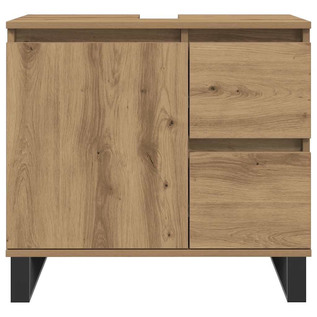Armadietto da Bagno Rovere Artigianale 65x33x60cm in Truciolato