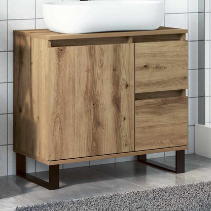 Armadietto da Bagno Rovere Artigianale 65x33x60cm in Truciolato