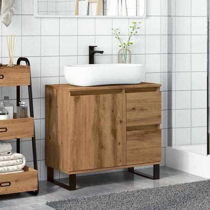 Armadietto da Bagno Rovere Artigianale 65x33x60cm in Truciolato